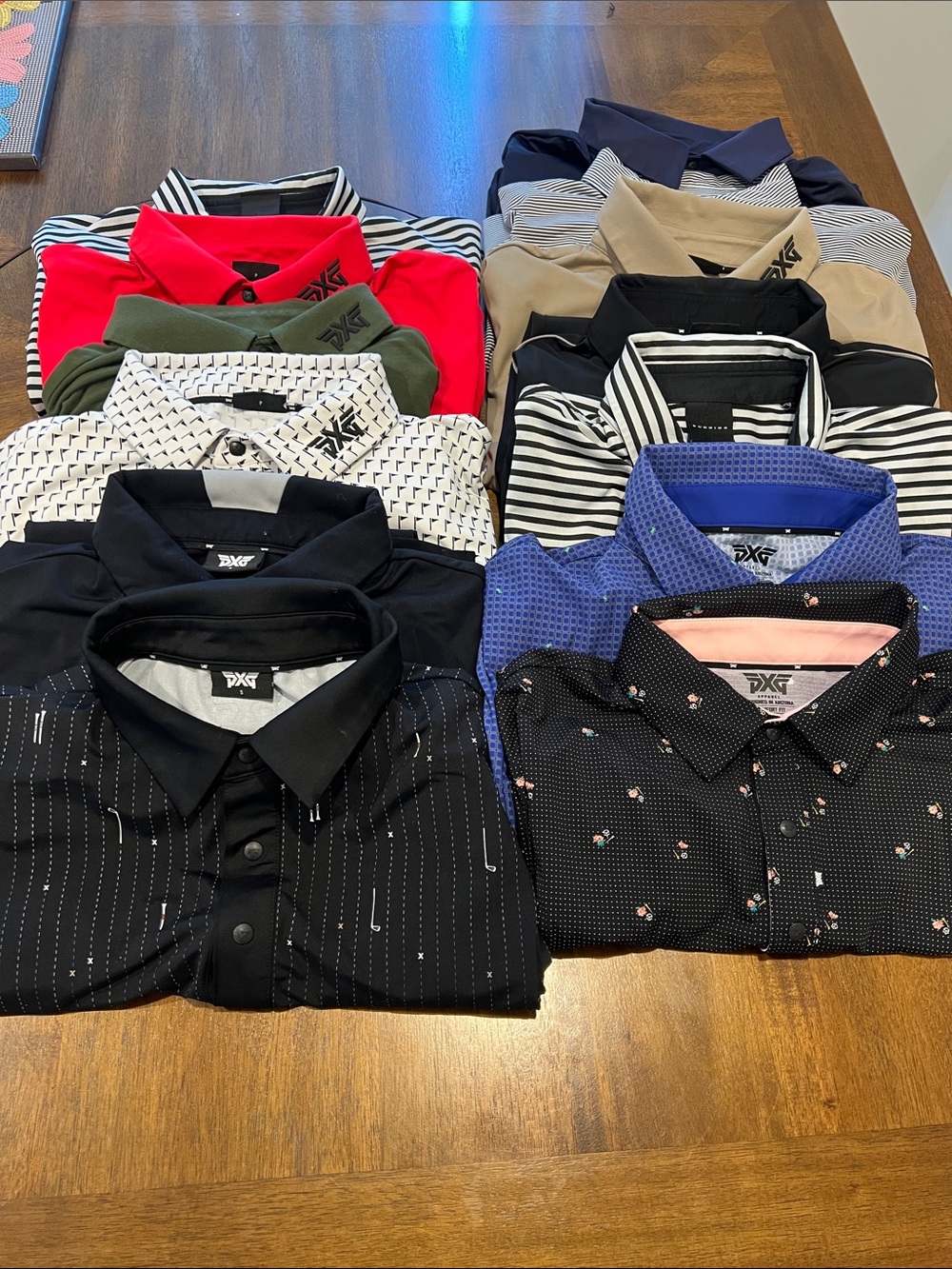 PXG Men's Assorted Polo Bundle with Black, Blue, Red, Green, Tan, White, Navy